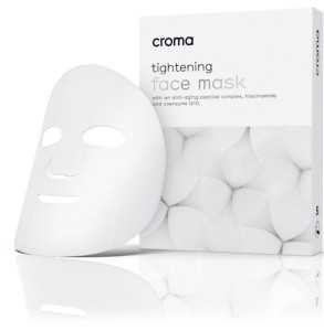 Croma Napinająca Maska na twarz z kompleksem peptydów przeciwstarzeniowych, niacynamidem i koenzymem Q10  Tightening Face Mask 5sztuk